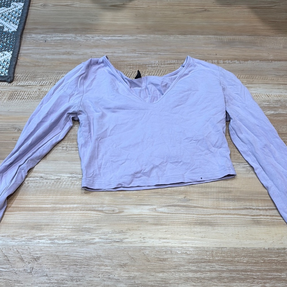 SHEIN Purple Crop Long Sleeve Blouse